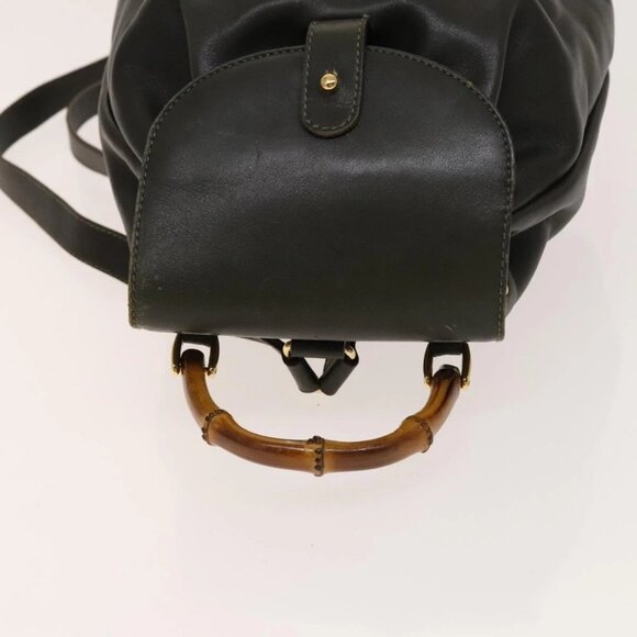 GUCCI Bamboo Backpack Leather Outlet Khaki Gold 003 3444 0030 Auth main image 11